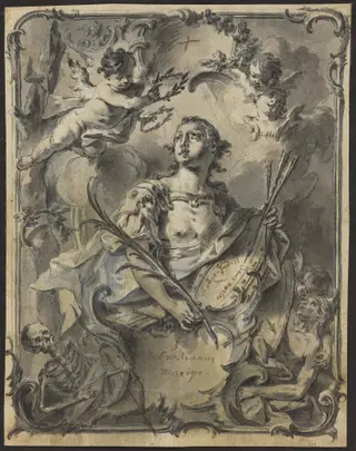 Saint Sebastian, by Joseph Christ, ink, 1760