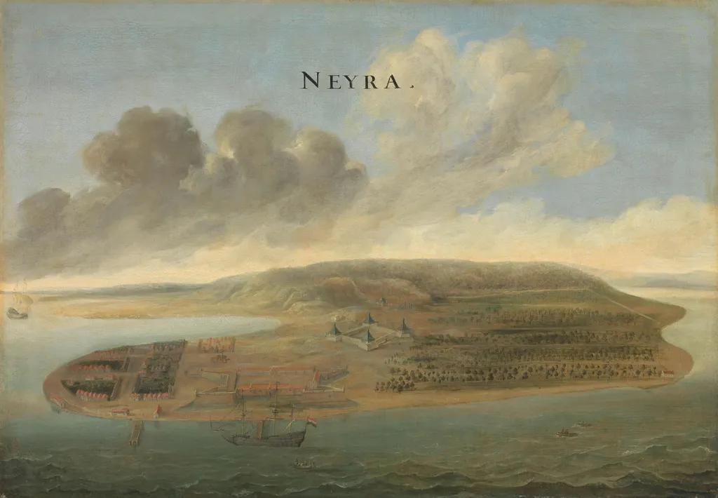 View of Banda, Southern Moluccas, by Johannes Vingboons, oil, 1662