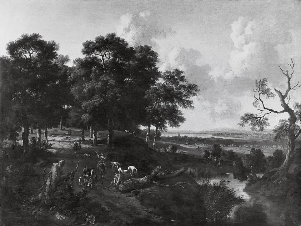 Landschaft mit Falkner, detail