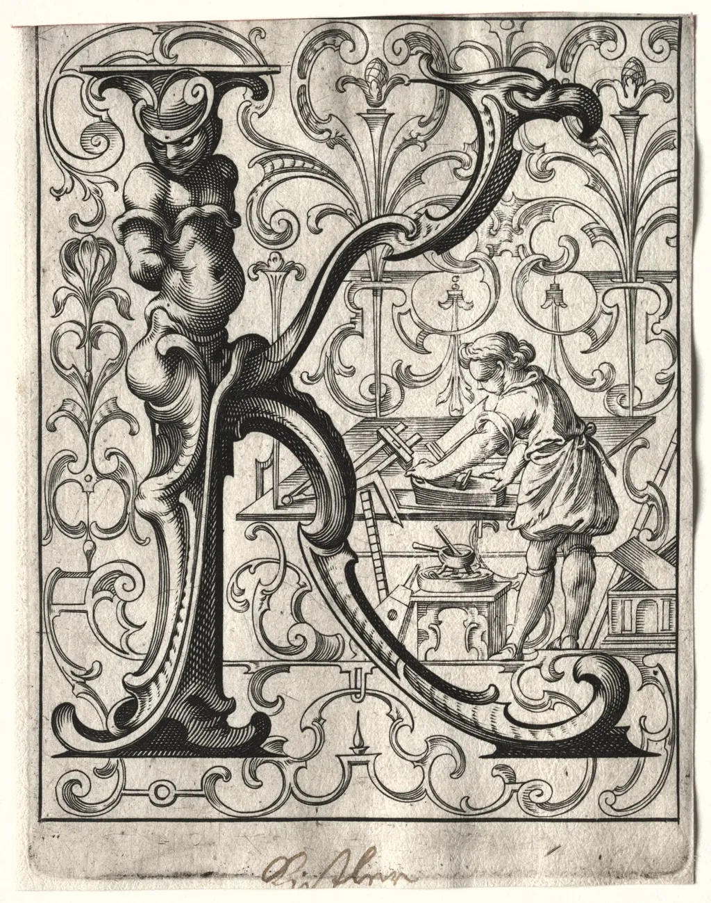 New ABC Booklet:  K, by Lucas Kilian, 1627
