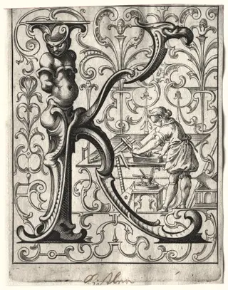 New ABC Booklet:  K, by Lucas Kilian, 1627