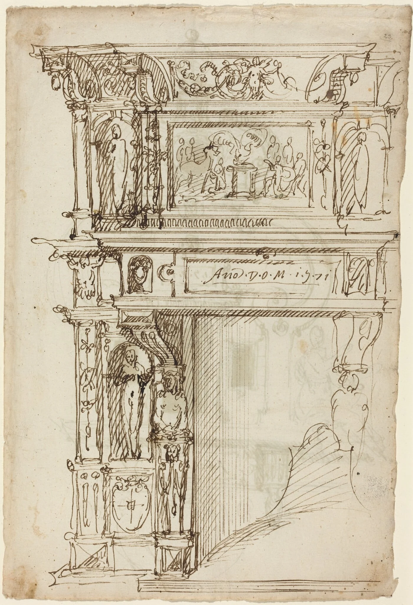 Palatial Mantelpiece with a Scene of Ancient Sacrifice [recto], detail