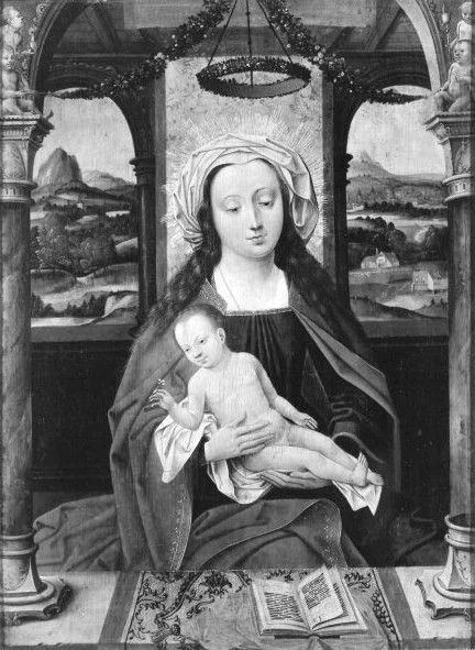 Mary enthroned with the Christ child, detail