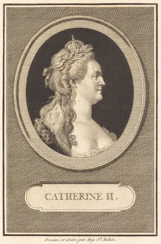 Catherine II, by Augustin de Saint-Aubin, ink, 1802
