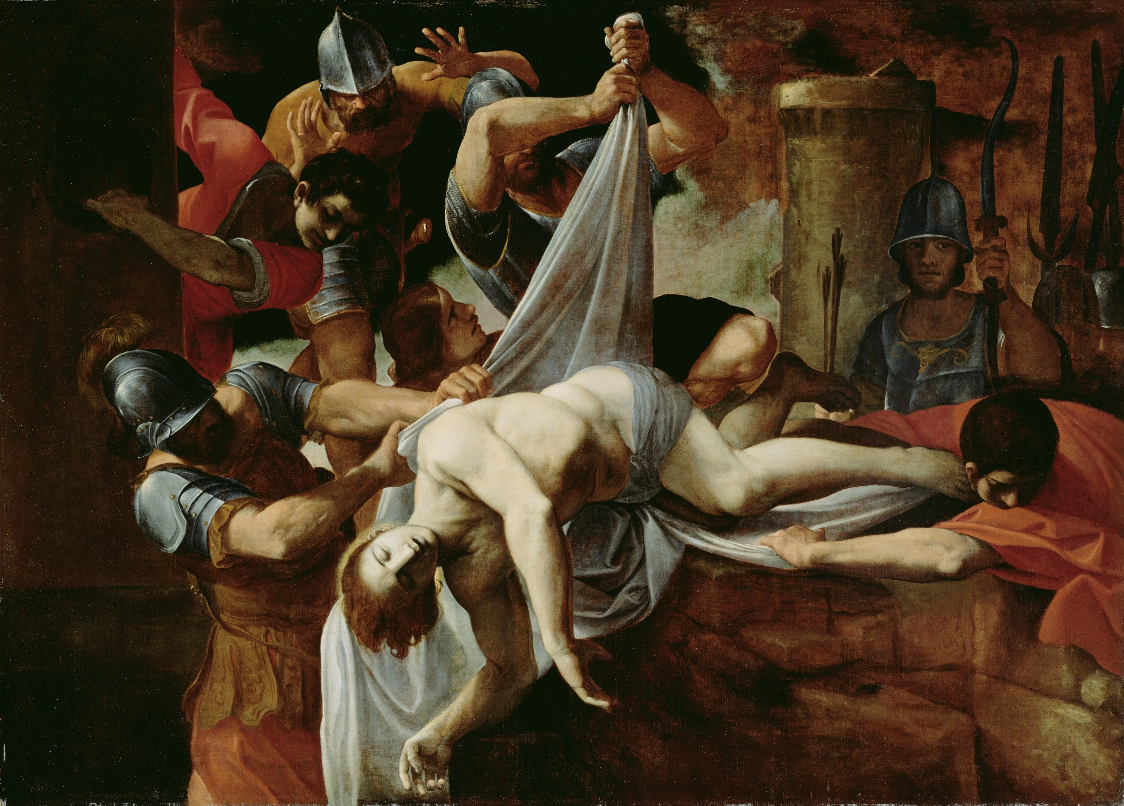 St. Sebastian Thrown into the Cloaca Maxima, detail