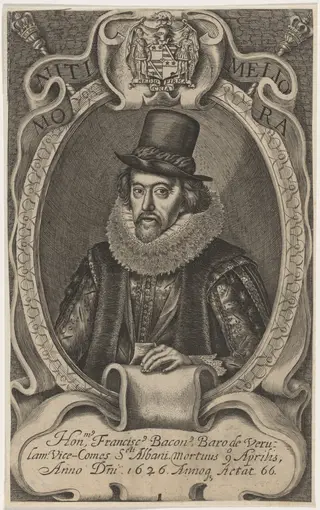Sir Francis Bacon, by Simon van de Passe, ink, 1621