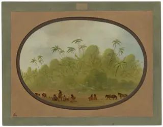 Halting to Make a Sketch, by George Catlin, oil, 1862