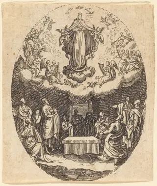 The Assumption with the Cherubin, by Jacques Callot, ink, 1617