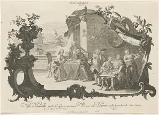 Das Bretspiel (Ladies and Gentlemen Playing Board Games), by Johann Esaias Nilson, ink, 1756