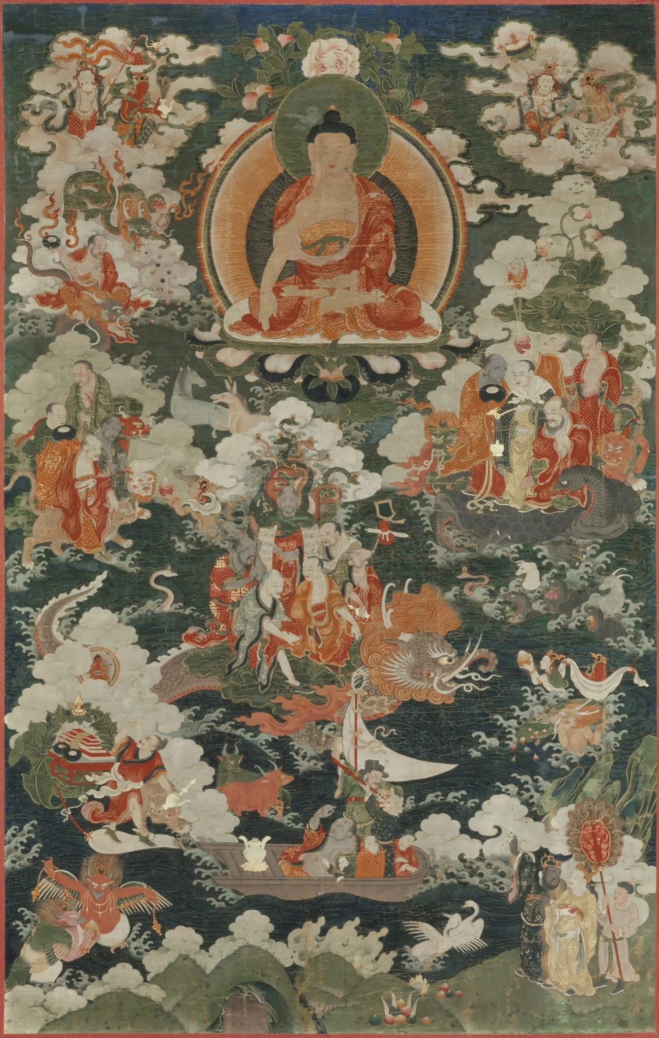 Buddha Shakyamuni and the Eighteen Arhats, detail