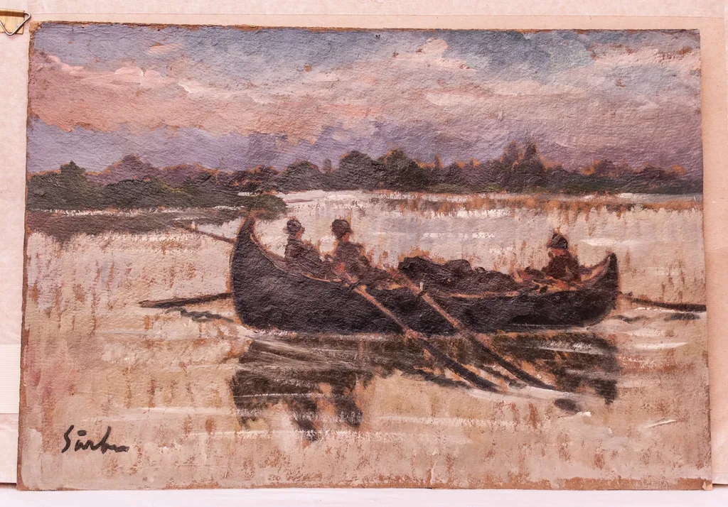 Barcă cu pescari, by Gheorghe Sârbu, 1929
