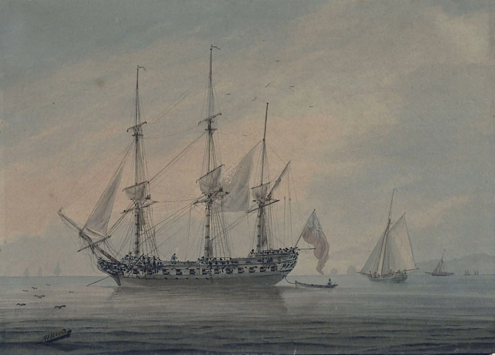 Seascape with a Frigate, detail