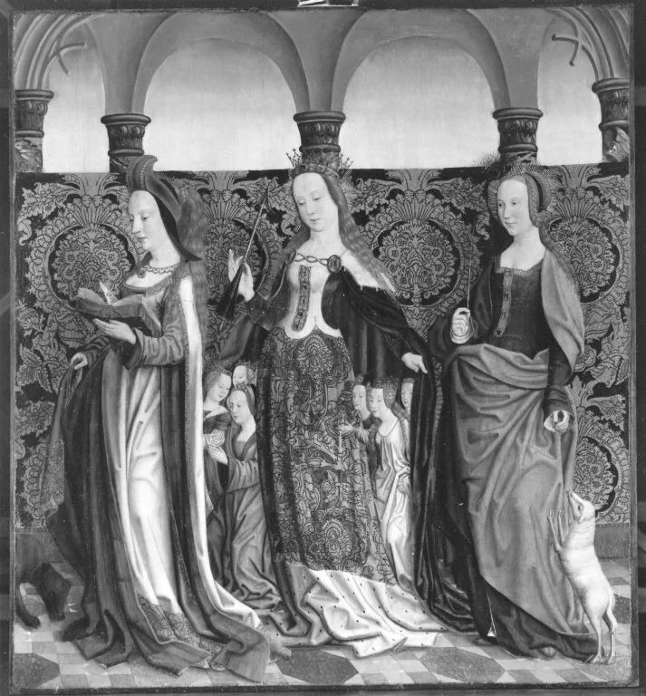 Beschneidungsaltar: Die hll. Columba, Ursula und Agnes, detail