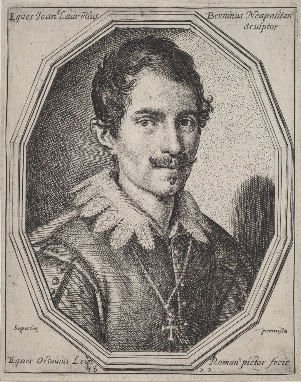 Gianlorenzo Bernini, by Ottavio Leoni, ink, 1625