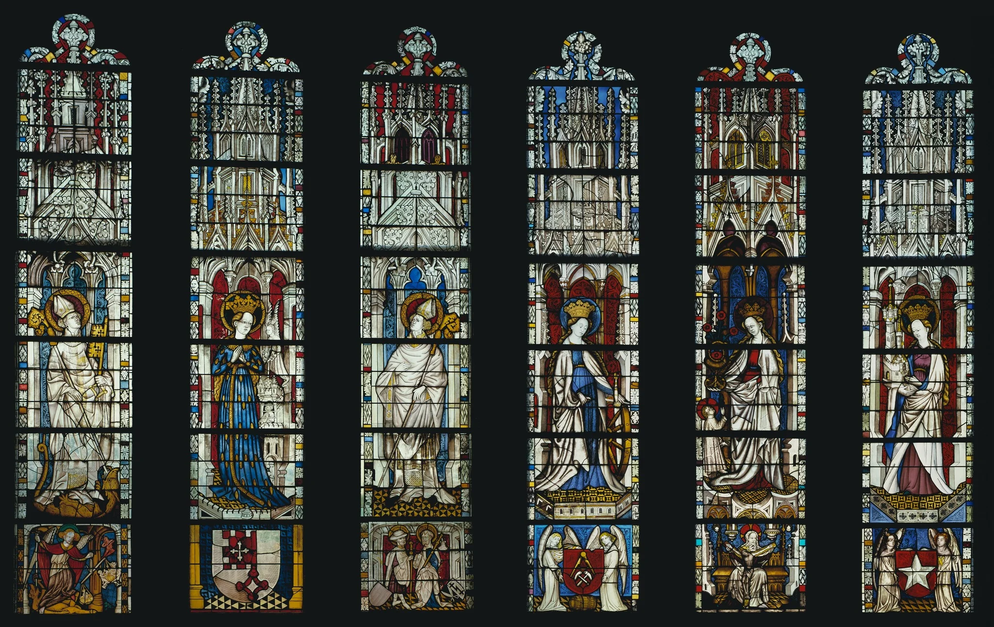 The Virgin Mary and Five Standing Saints above Predella Panels, detail