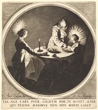 The Holy Family at Table, by Jacques Callot, ink, 1628
