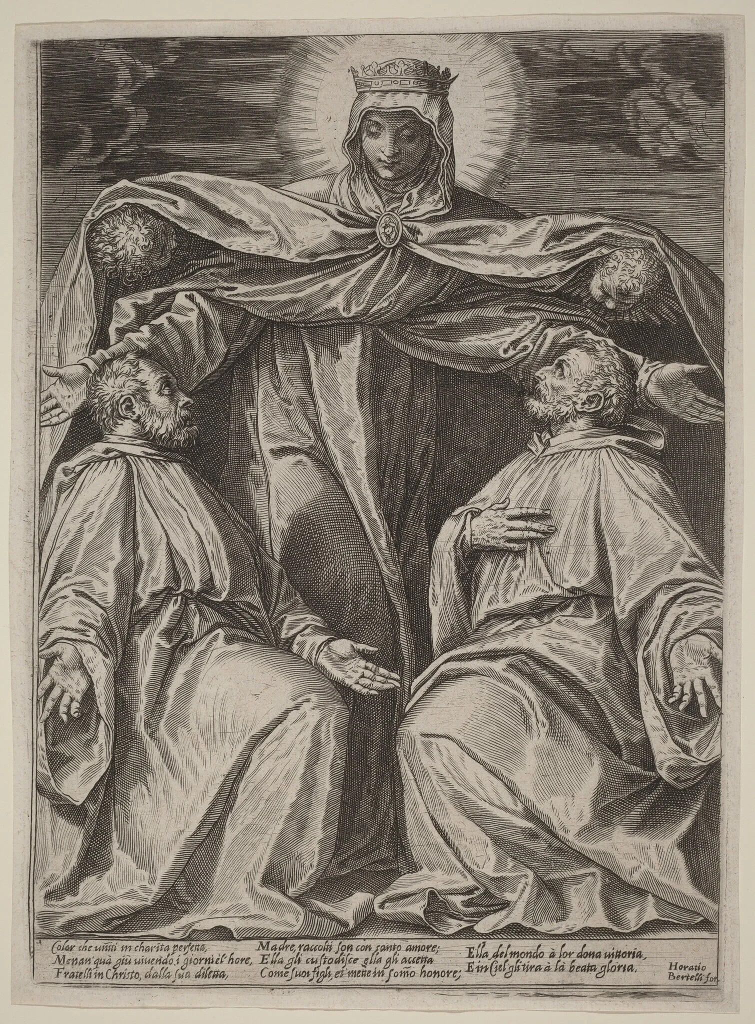 The Madonna Protecting Two Members of a Confraternity, detail