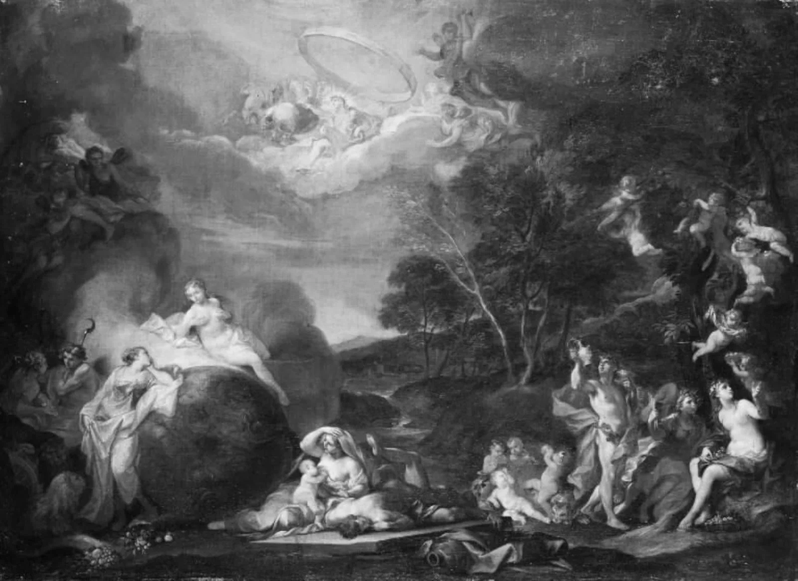 An Allegory with Bacchus, Ceres, Flora and Apollo, detail