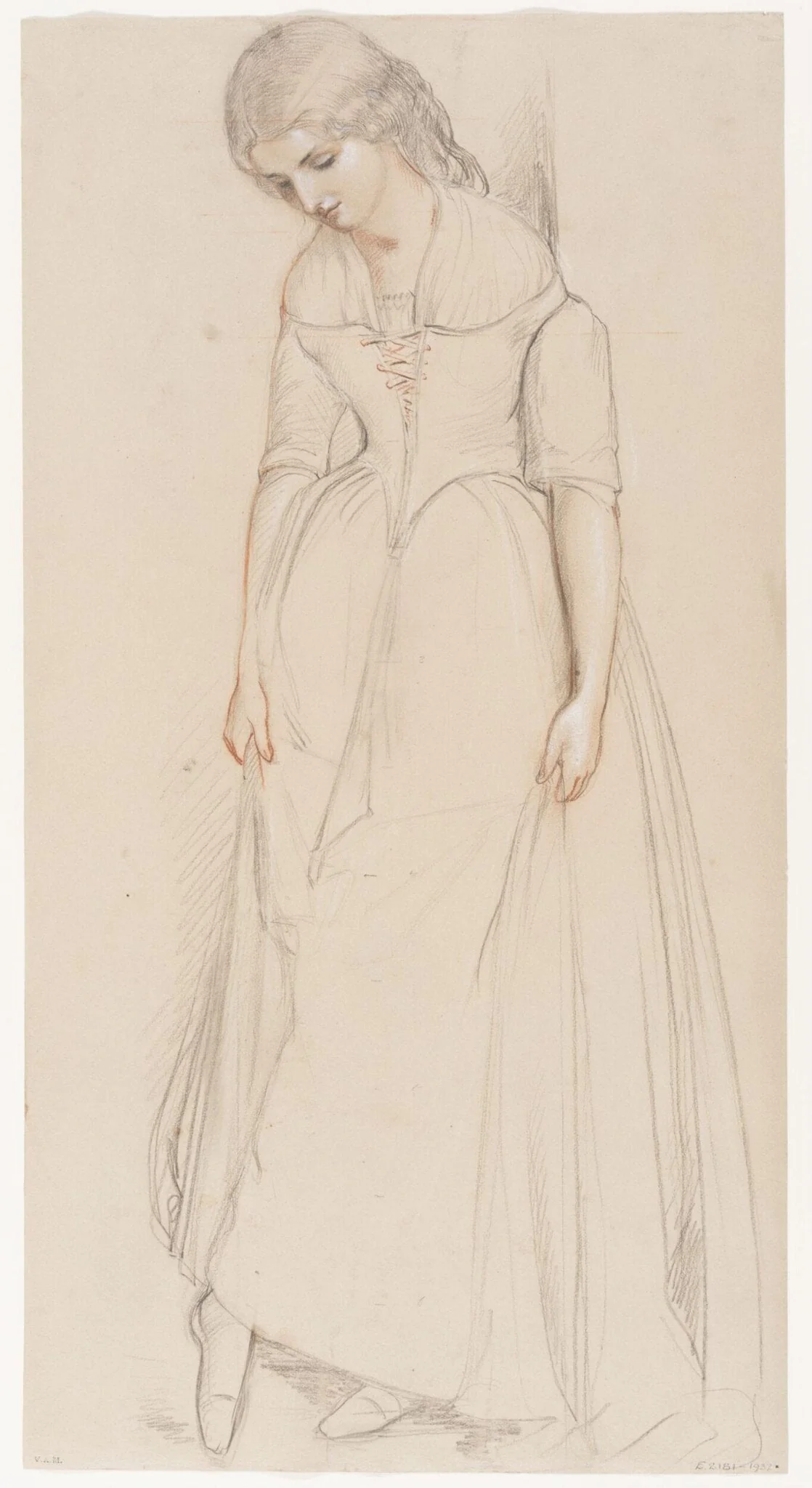 Study for the woman near the doorway in <i>Cinderella About to Try on the Glass Slipper</i> (1842), detail
