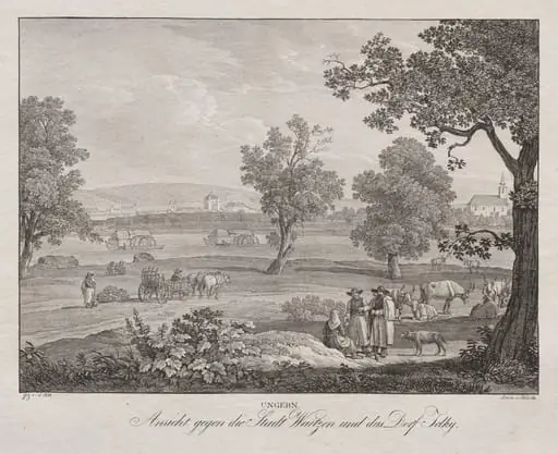 Ungern, Ansicht gegen die Stadt Waitzen und das Dorf Telky, by Jakob Alt, 1839