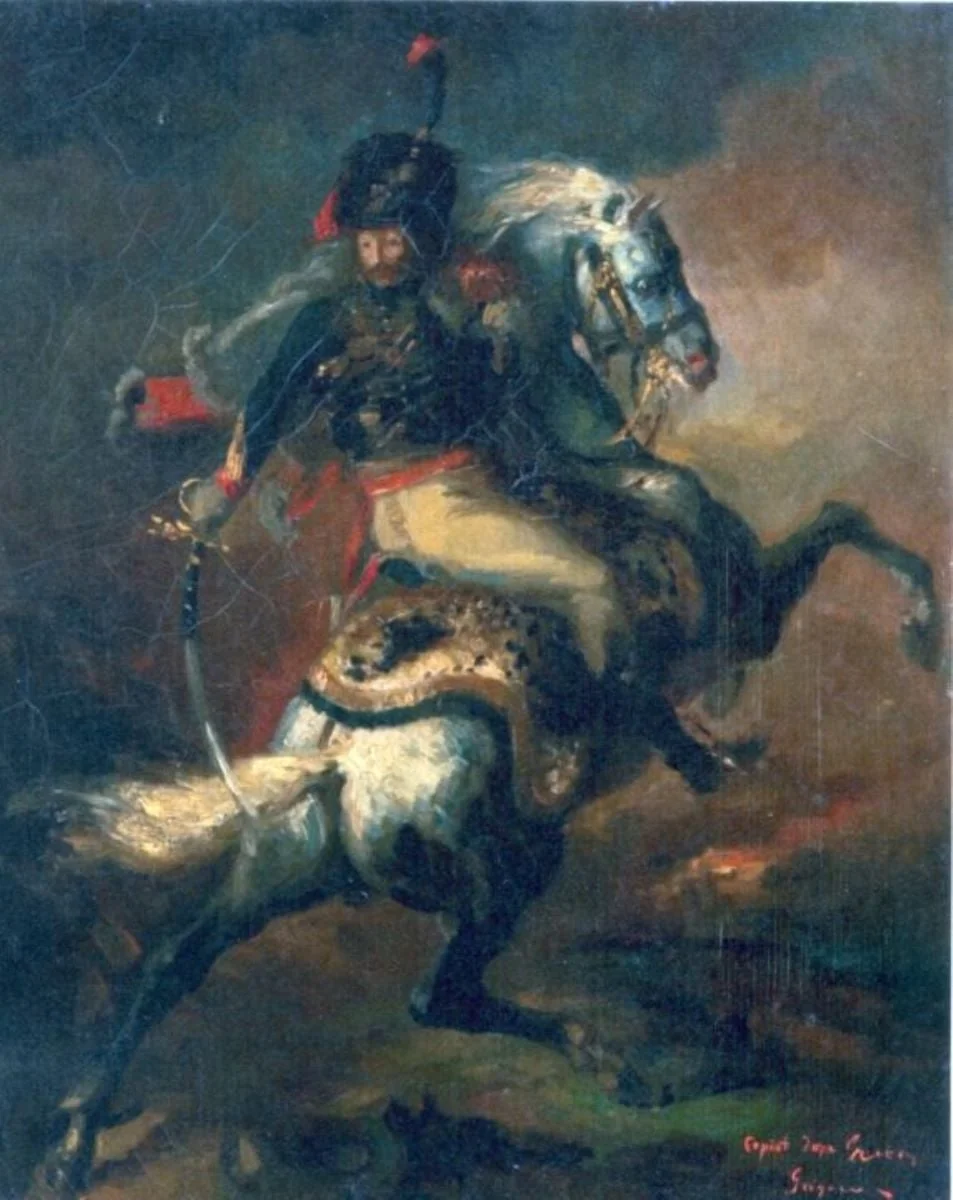 Ofițer de vânători călare (Copie după Gericault), detail