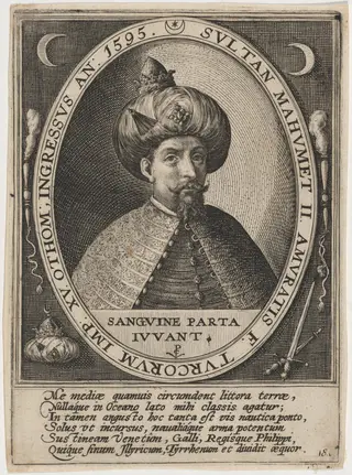 Mehmed II, Sultan of Turkey, by Crispijn van de Passe I, ink, 1595
