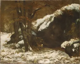 The Deer, by Gustave Courbet, oil, 1865