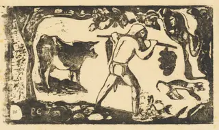 Tahitian Carrying Bananas (Le porteur de fei), by Paul Gauguin, ink, 1895