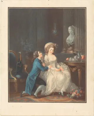 L'Amant écouté, by Louis-Marin Bonnet, paint, 1764