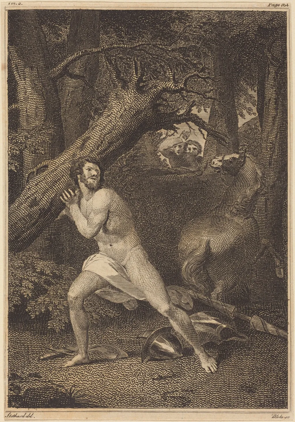 Orlando in a Fury Tearing up Trees, by William Blake, ink, 1783
