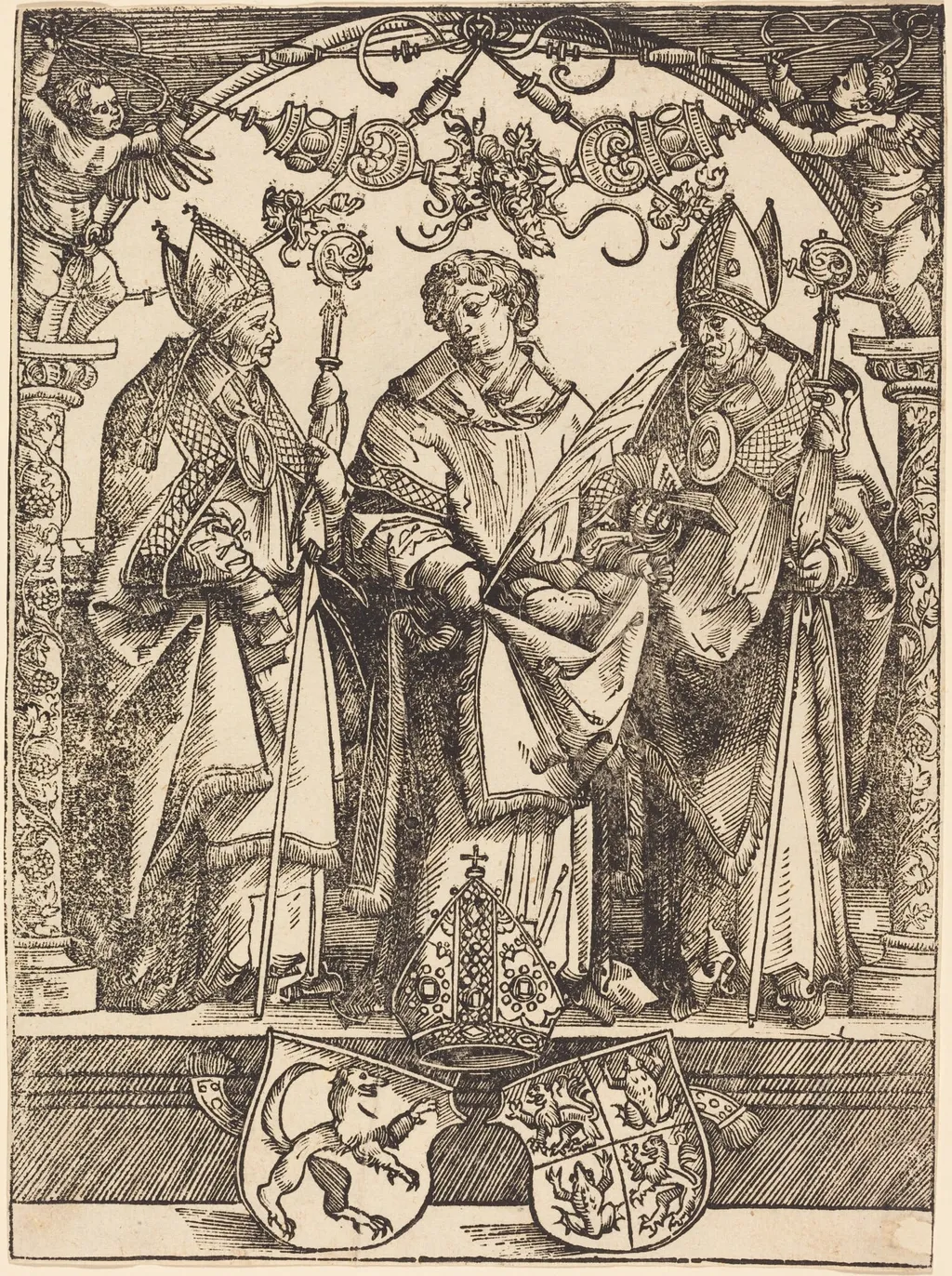 Saints Maximilian, Stephen, and Valentine, by Wolf Traut, ink, 1514