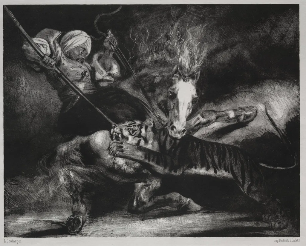 An Attack by a Tiger, by Louis-Candide Boulanger, 1830