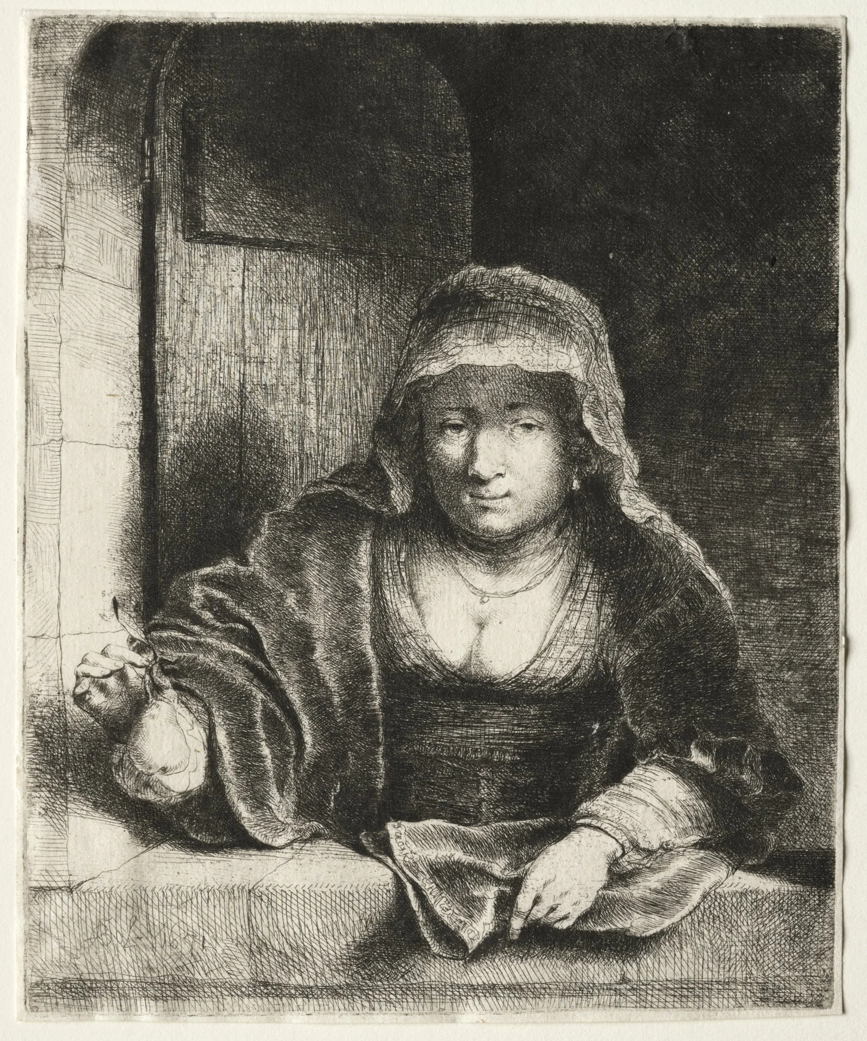 The Woman with the Pear, detail