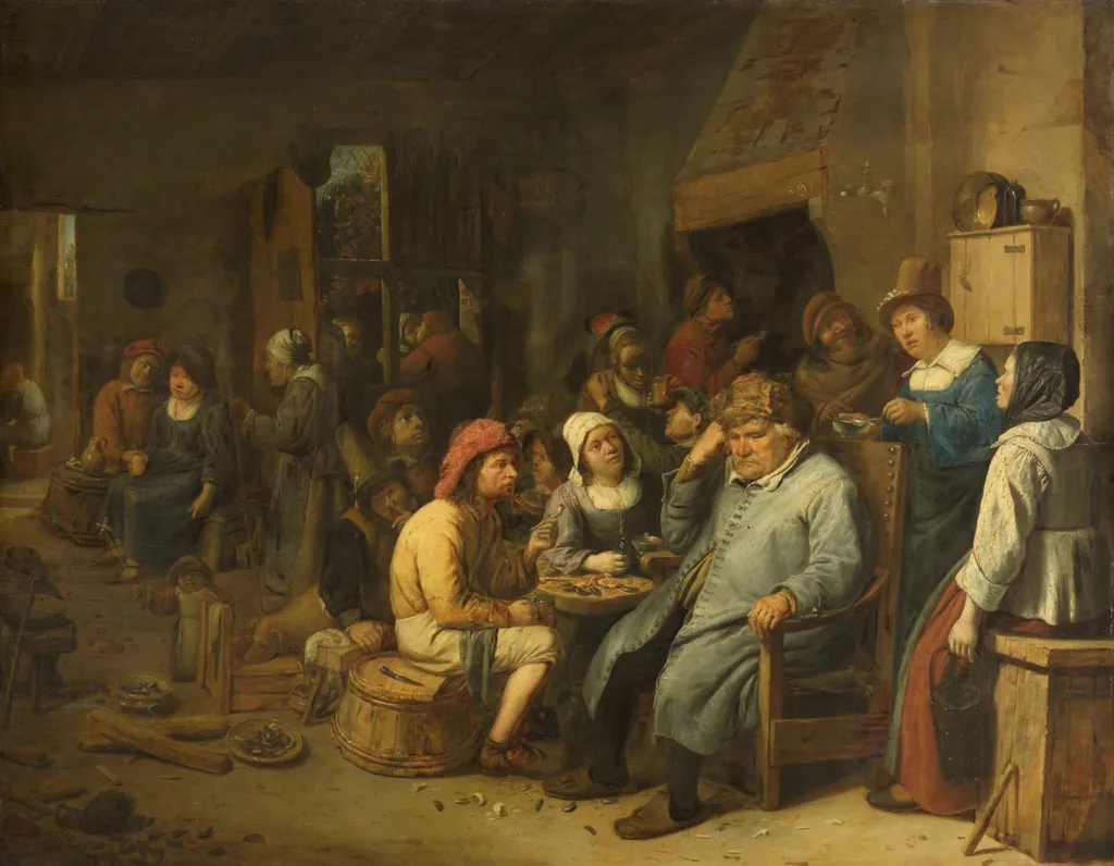 Farming in the Inn, by Joos van Craesbeeck, oil, 1650