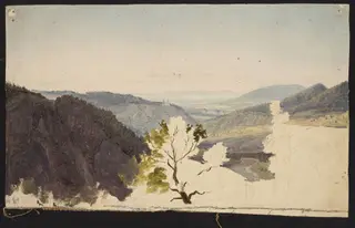 Mountain landscape, sketch, by Chrystian Breslauer, oil, 1852