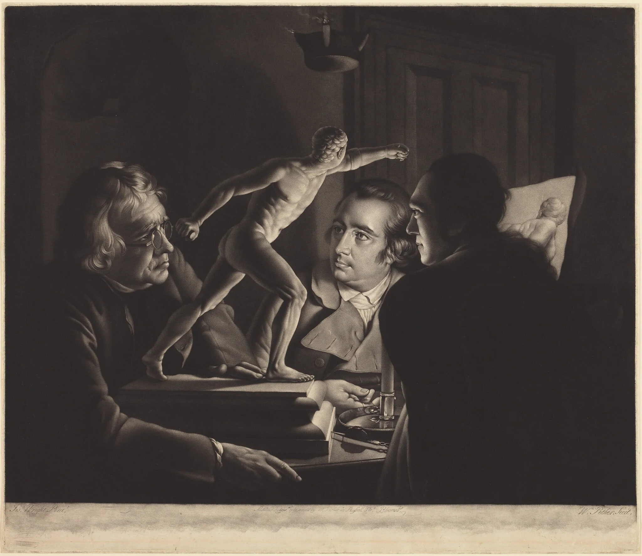 Three Persons Viewing the Gladiator by Candlelight, detail