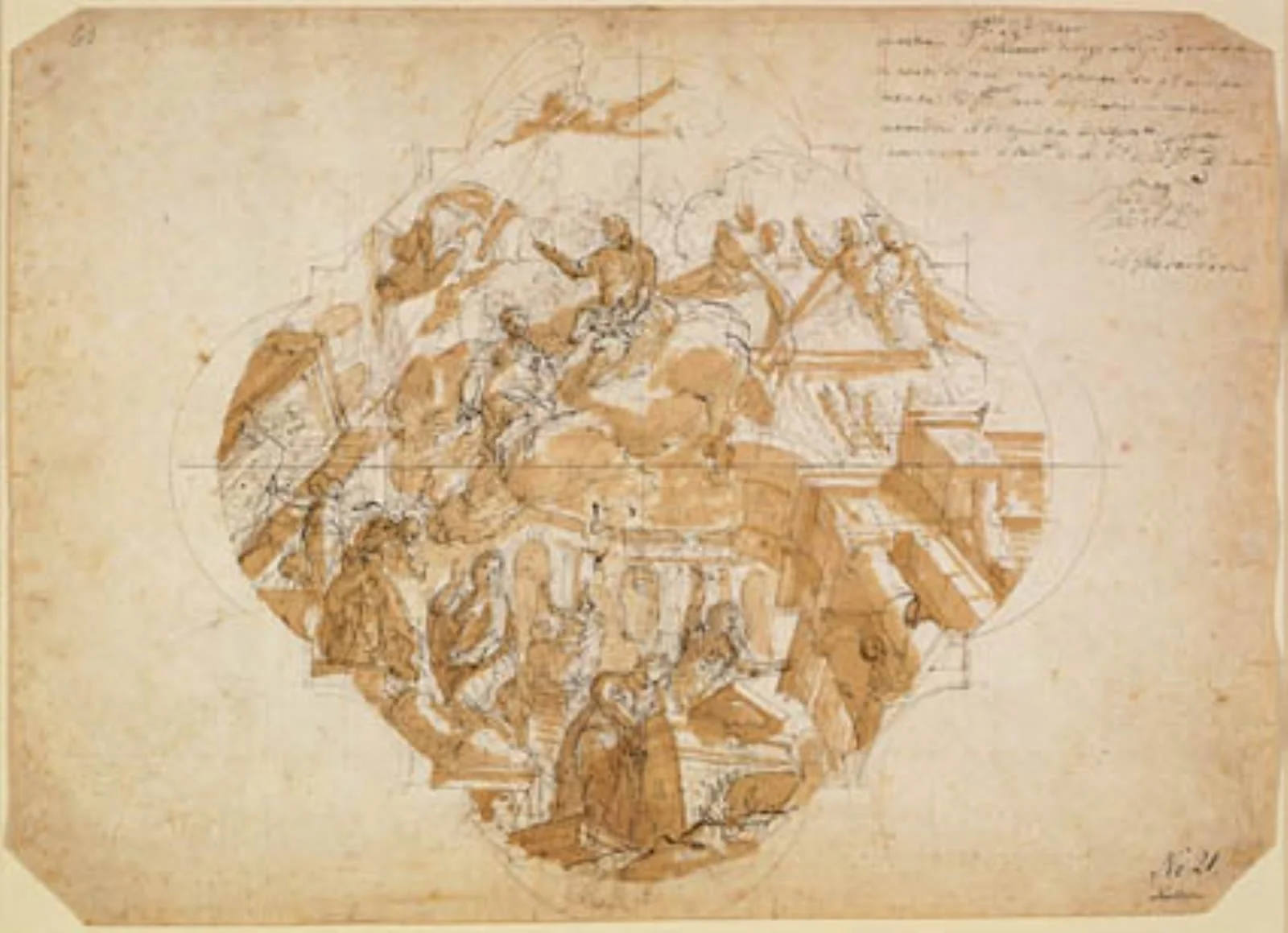The arts lamenting the destruction of their works, design for a ceiling painting, detail