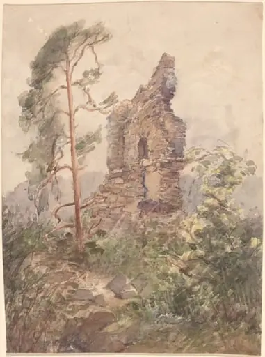 Landscape with Ruin, by Karel Vitezslav Masek, watercolor, 1901