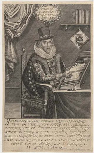 Francis Bacon, by William Marshall, ink, 1640