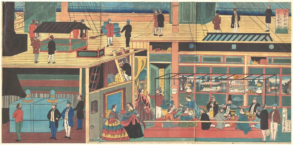 Amerika Koku Jokisen naka no zu|View Inside an American Steamship, detail