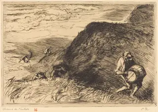 Wreckers, Saint-Jean-de-Monts (Pilleurs d'epaves, Saint-Jean-de-Monts), by Auguste Louis Lepère, ink, 1915