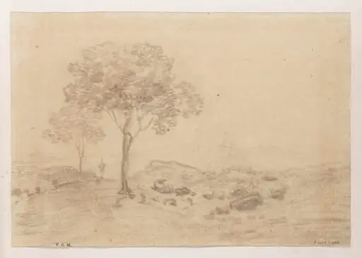 Two trees in a landscape, by George Chinnery, 16