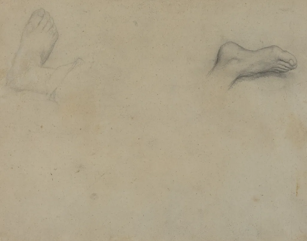 Studies of Feet [verso], by Edgar Degas, graphite, 1855