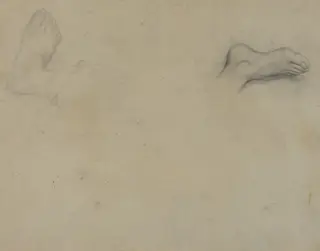 Studies of Feet [verso], by Edgar Degas, graphite, 1855