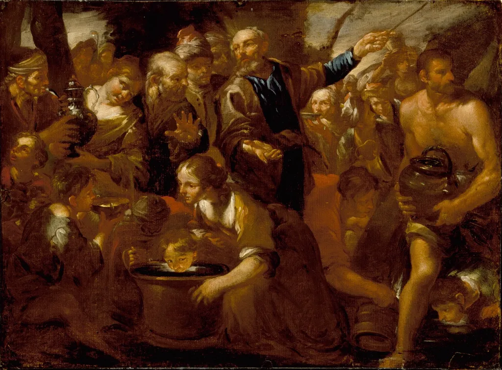 Moses Striking the Rock, by Gioacchino Assereto, unspecified, 1630