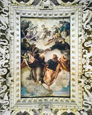 Jupiter hands over the dominion of the Adriatic to Venice, by Niccolò Bambini, fresco, 1714