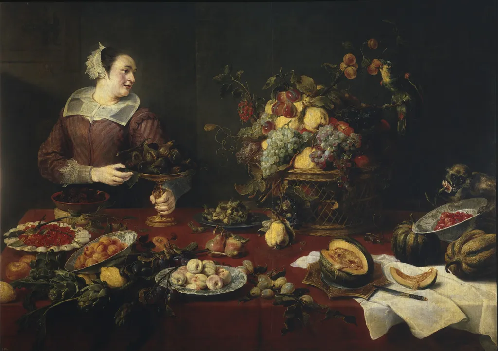 Still Life with a Maid, by Frans Snyders, oil, 1632