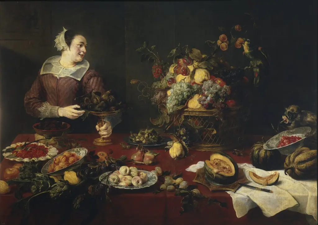 Still Life with a Maid, by Frans Snyders, oil, 1632