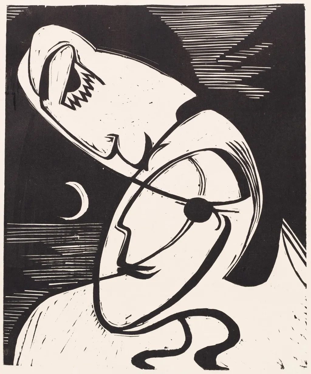 The Kiss, by Ernst Ludwig Kirchner, ink, 1930