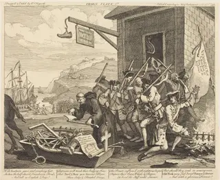 France, by William Hogarth, ink, 1756
